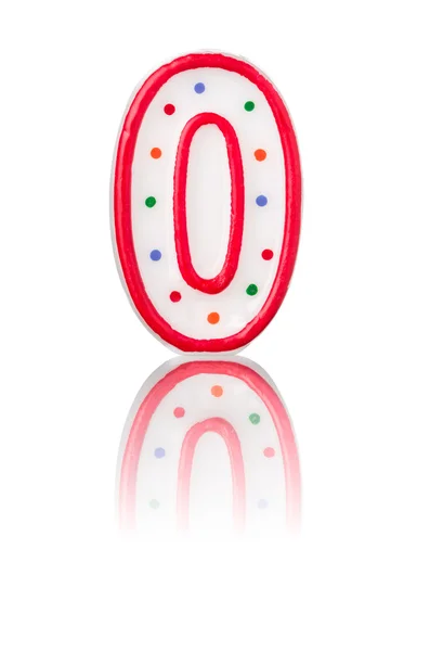 Red number 0 with reflection — Stock Photo, Image