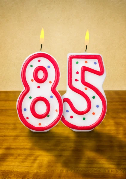 Burning birthday candles number 85 — Stock Photo, Image