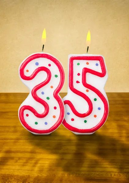 Burning birthday candles number 35 — Stock Photo, Image