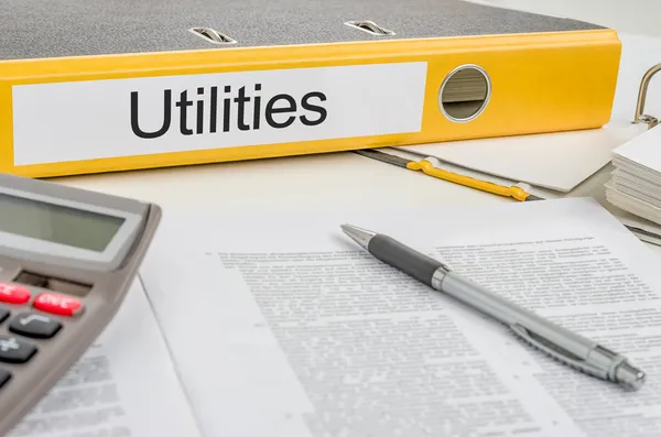 Folder with the label Utilities — Stock Photo, Image