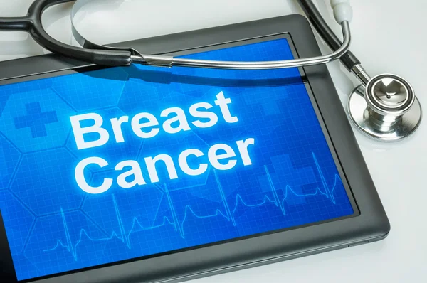 Tablet with the diagnosis breast cancer on the display — Stock Photo, Image