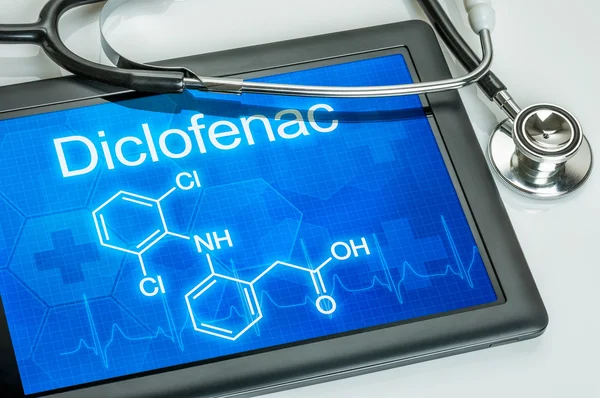 Tablet with chemical formula — Stock Photo, Image