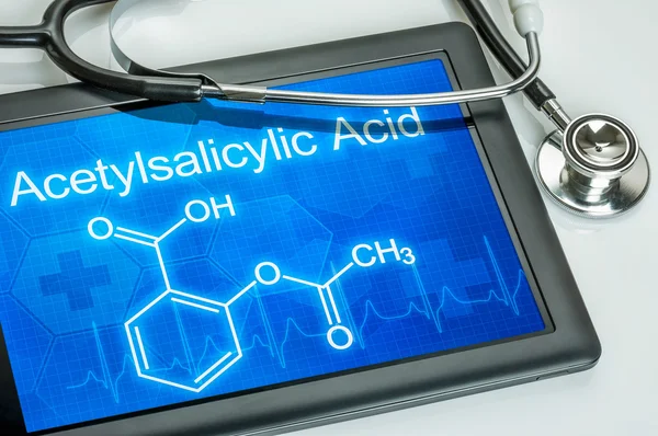Tablet with chemical formula — Stock Photo, Image