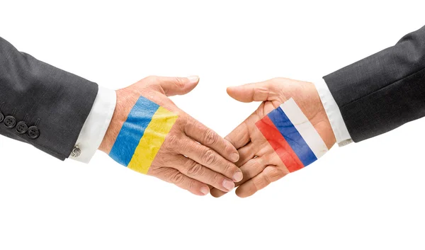 Ukraina i Rosja dotrzeć ręce — Zdjęcie stockowe