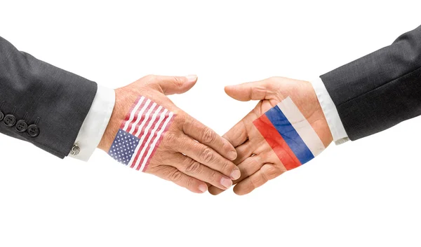 미국 및 러시아는 그들의 손을 밖으로 도달 — 스톡 사진