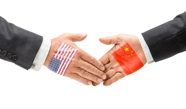 USA and China reach out their hands — Stock Photo, Image