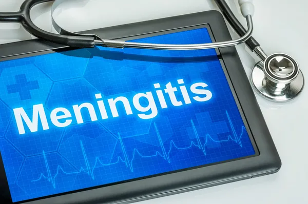 Tablet s diagnózy meningitidy na displeji — Stock fotografie