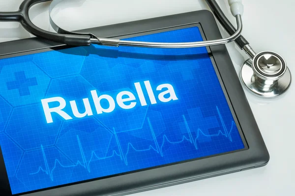 Comprimido com o diagnóstico Rubella no visor — Fotografia de Stock