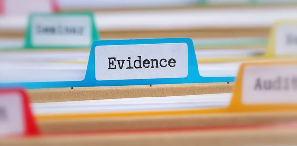 File Folders Tab Labeled Evidence — Stock Photo, Image