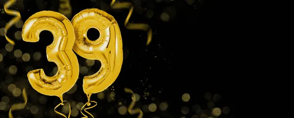 Guldballonger Med Kopieringsutrymme Nummer — Stockfoto