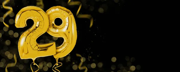 Goldene Luftballons Mit Kopierraum Anzahl — Stockfoto