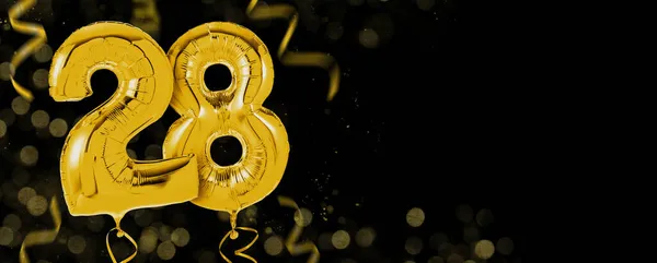 Golden Balloons Copy Space Number — Stock Photo, Image