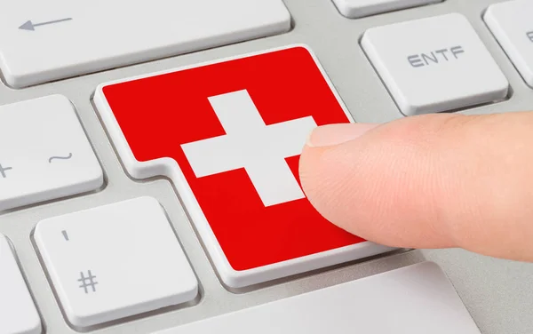 Keyboard Labeled Button Flag Switzerland — Stock Photo, Image