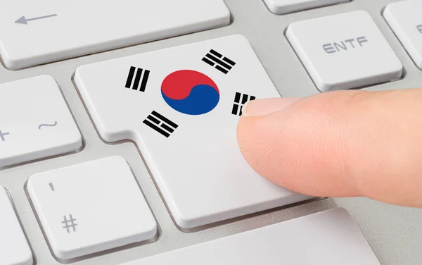 Ένα Πληκτρολόγιο Ετικέτα Κουμπί Σημαία Νότιας Κορέας — Φωτογραφία Αρχείου
