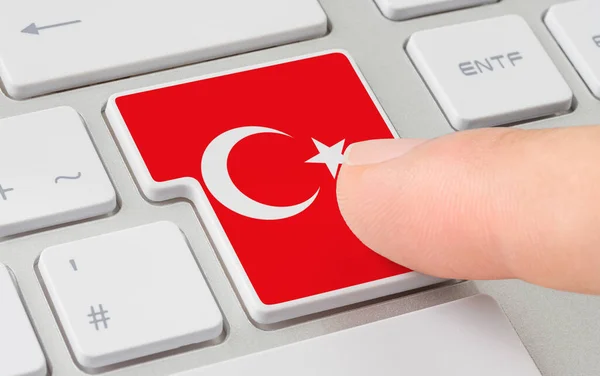Πληκτρολόγιο Επισημασμένο Κουμπί Σημαία Τουρκίας — Φωτογραφία Αρχείου