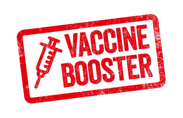 白色背景上的红色印章 疫苗助推器 — 图库照片