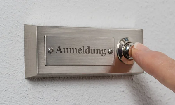 Πινακίδα Χάραξη Εγγραφή Στα Γερμανικά Anmeldung — Φωτογραφία Αρχείου