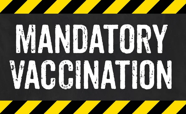 Sign Caution Stripes Mandatory Vaccination — Stock Photo, Image