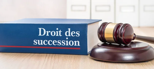 Law book with a gavel - Law of succession in french - Droit des succession