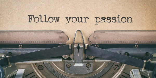 Text Written Vintage Typewriter Follow Your Passion — Stockfoto