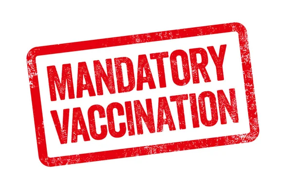Red Stamp White Background Mandatory Vaccination — 图库照片