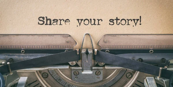 Text Written Vintage Typewriter Share Your Story — Stockfoto