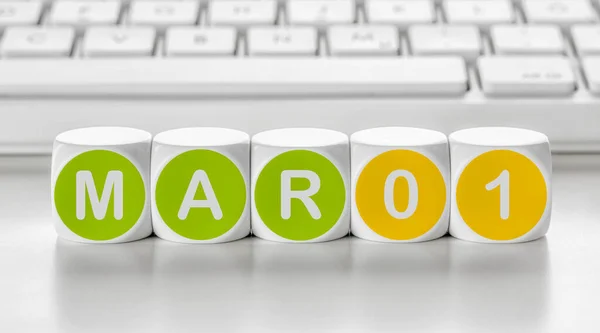 Letter Dice Voor Een Toetsenbord Maart — Stockfoto