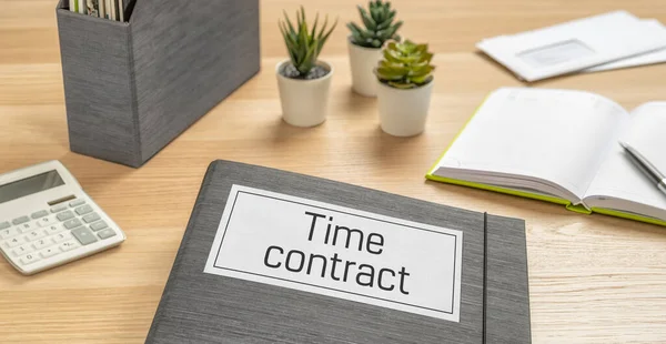 Folder Desk Label Time Contract — Stock Photo, Image