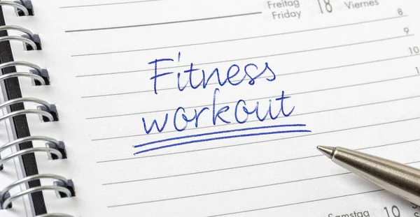 Fitness Workout Written Calendar Page — Stock Photo, Image