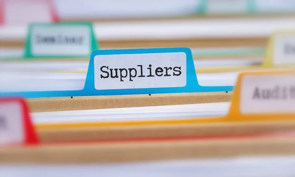 File Folders Tab Labeled Suppliers — Stock Photo, Image