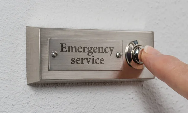Sinal Campainha Com Gravura Serviço Emergência — Fotografia de Stock