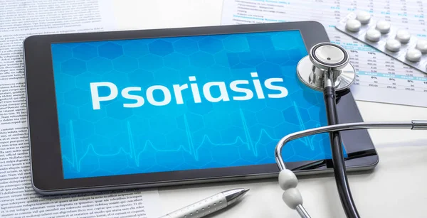 Palabra Psoriasis Pantalla Una Tableta — Foto de Stock