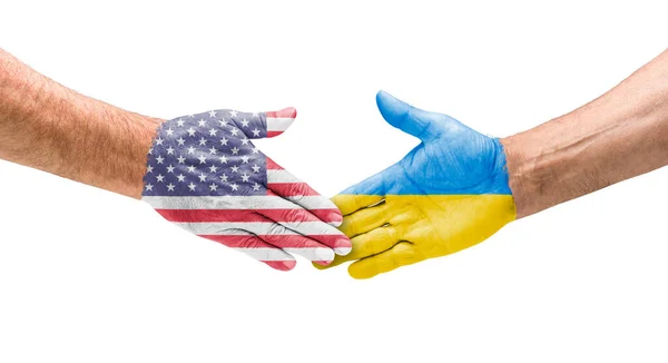 Рукостискання Між Сша Україною — стокове фото