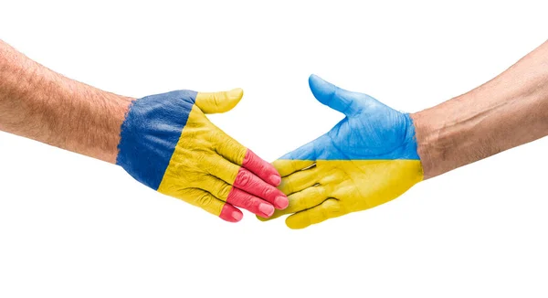 Рукостискання Між Румунією Україною — стокове фото