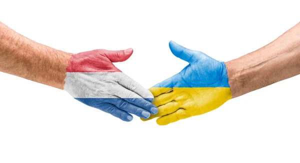Рукостискання Між Нідерландами Україною — стокове фото