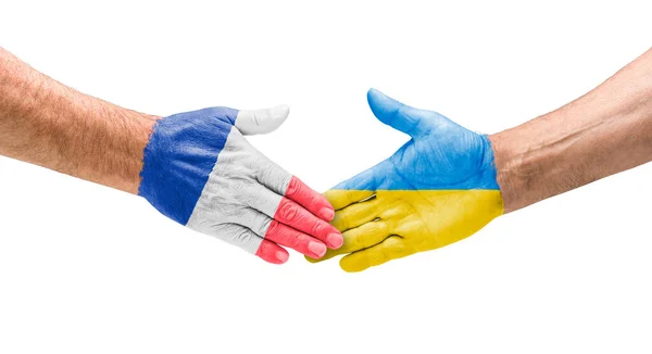 Рукостискання Між Францією Україною — стокове фото