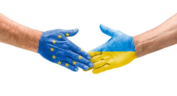 Рукостискання Між Європейським Союзом Україною — стокове фото