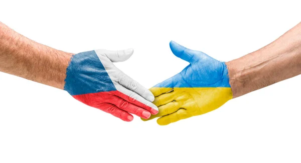 Рукостискання Між Чеською Республікою Україною — стокове фото