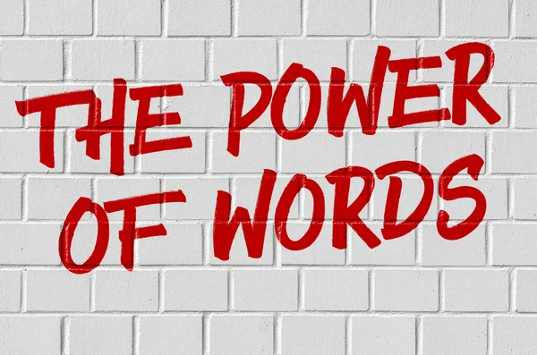 Graffiti Ścianie Cegły Moc Słów — Zdjęcie stockowe