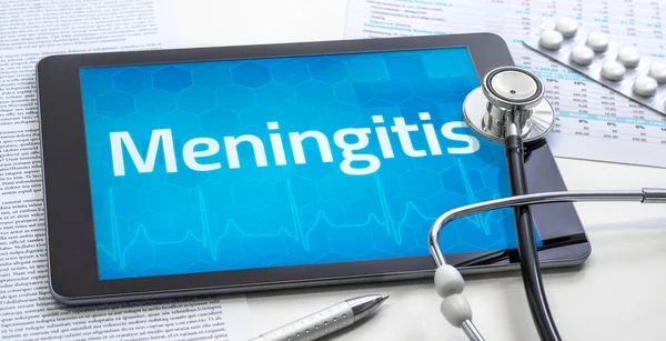 Palabra Meningitis Pantalla Una Tableta — Foto de Stock