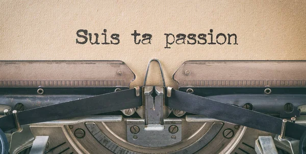 Tekst Geschreven Met Een Vintage Schrijfmachine Volg Passie Het Frans — Stockfoto