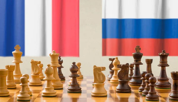 Konzept Mit Schachfiguren Frankreich Und Russland — Stockfoto