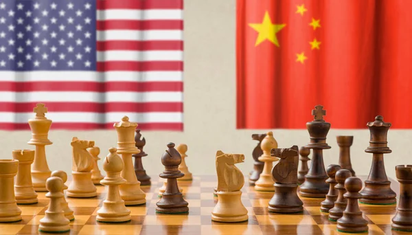 Concept Chess Pieces United States China — 스톡 사진