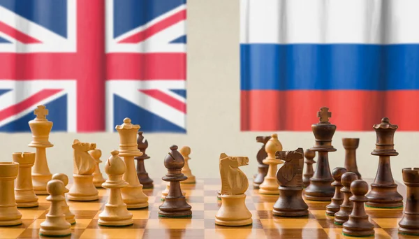 Concept Chess Pieces Russia United Kingdom — стокове фото