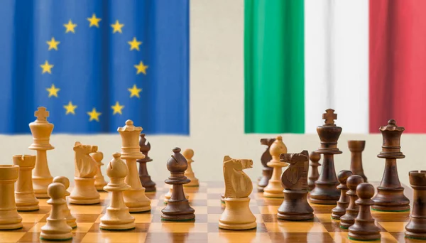 Concept Chess Pieces European Union Italy — Stock fotografie