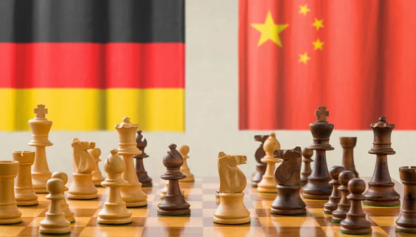 Concept Chess Pieces Germany China — Stok fotoğraf