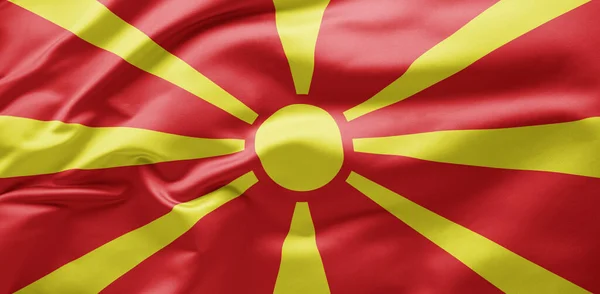 Waving National Flag North Macedonia — Zdjęcie stockowe