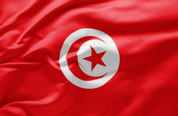Waving National Flag Tunisia — Φωτογραφία Αρχείου