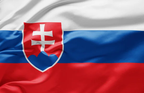 Waving National Flag Slovakia — Stock Photo, Image