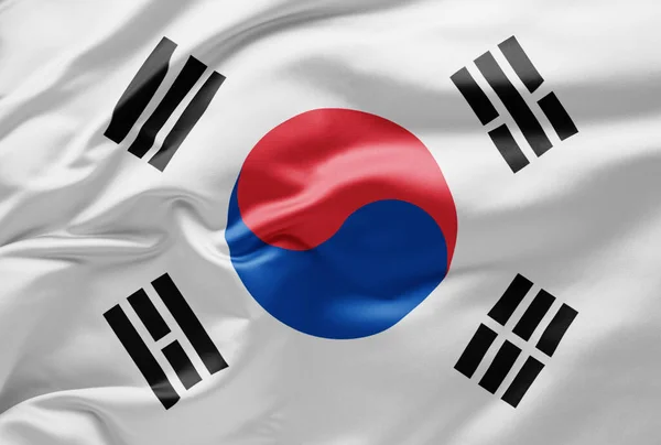 Waving National Flag South Korea — Fotografia de Stock